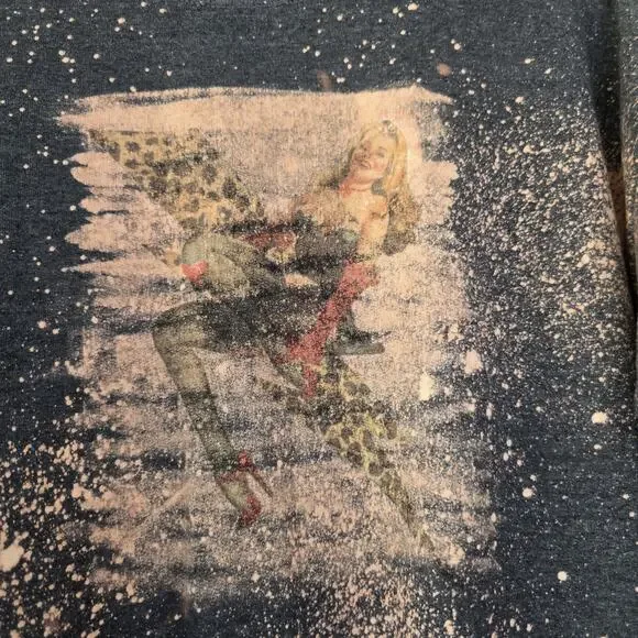 Upcycled Custom Pin Up Bolt Sweatshirt Size Medium Gray Americana Bleach Dye - Picture 2 of 9
